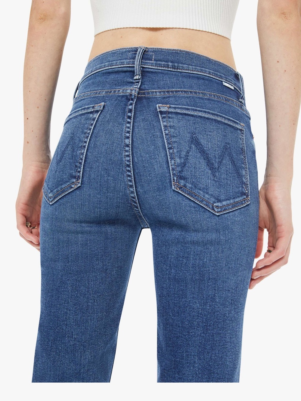 MOTHER Skinny Jeans in Dark Blue Denim - Picture 4 of 7